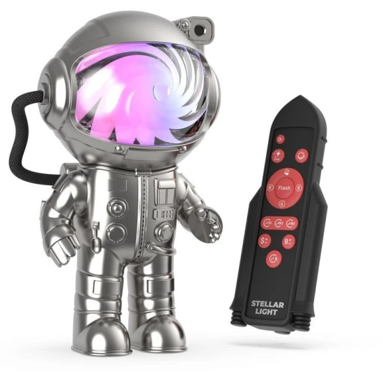 Stellar Light Silver, detský projektor s otočnou hlavou, sedmimi farbami a diaľkovým ovládaním.