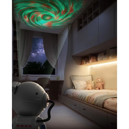 Stellar Light Silver, detský projektor s otočnou hlavou, sedmimi farbami a diaľkovým ovládaním.