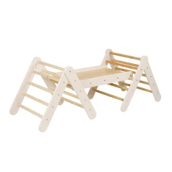Drevený Montessori set 3v1 – rebrík, šmykľavka a lezecká stena