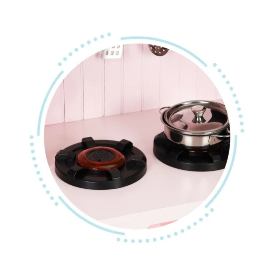 Drevená kuchynka pre deti s rúrou, platňami a mikrovlnkou – MeowBaby MWOKN049