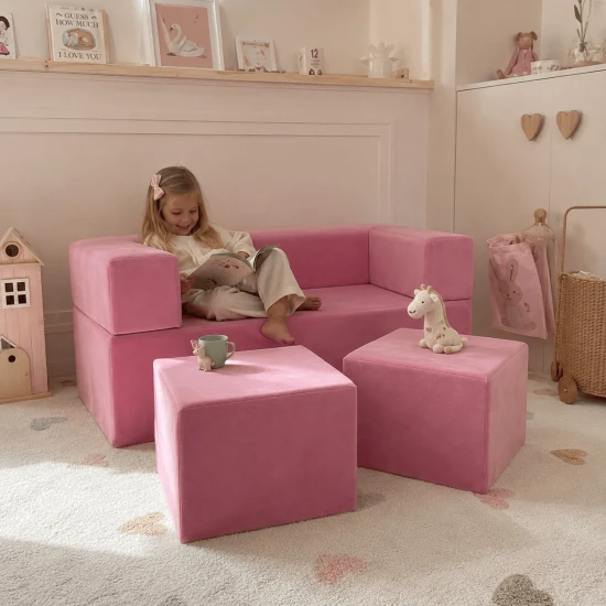Modulárna sedačka pre deti Cube Velvet – MeowBaby SDST02