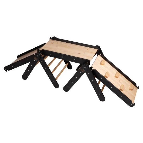 Drevený Montessori set 3v1 – rebrík, šmykľavka a lezecká stena – MeowBaby ZZWDA001