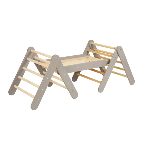 Drevený Montessori set 3v1 – rebrík, šmykľavka a lezecká stena – MeowBaby ZZWDA001
