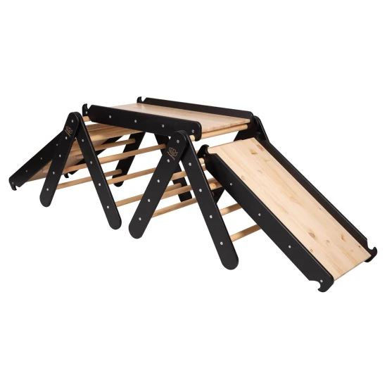 Drevený Montessori set 3v1 – rebrík, šmykľavka a lezecká stena – MeowBaby ZZWDA001