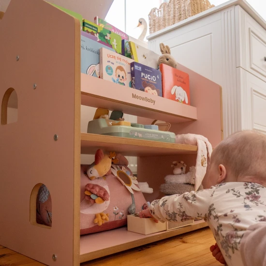 Montessori knižnica v tvare domčeka z MDF – MeowBaby MWORK048