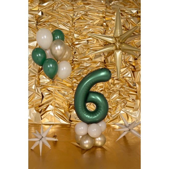 Elegantný balón na 6. narodeniny – fľašková zelená v hlavnej úlohe