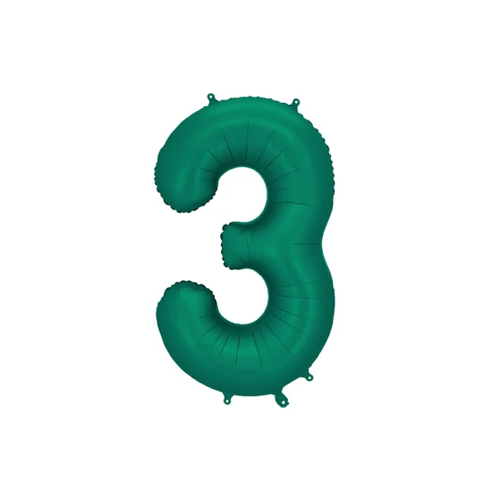 Elegantný balón na 3. narodeniny – fľašková zelená v hlavnej úlohe