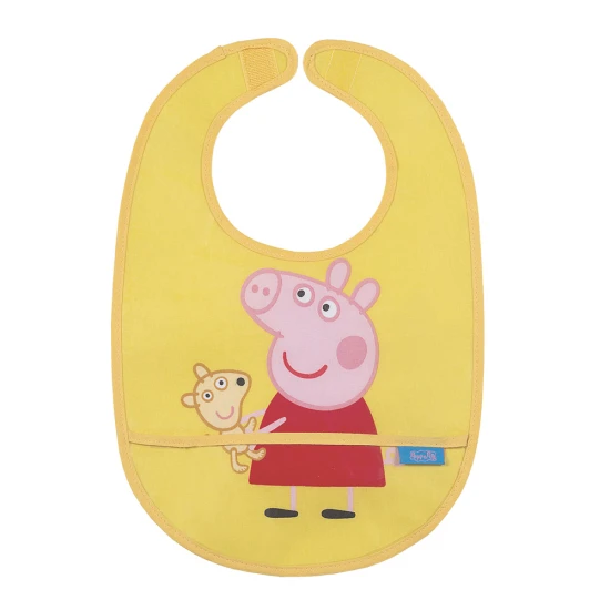 Detský žltý podbradník s vreckom Prasiatko Peppa Petit Jour