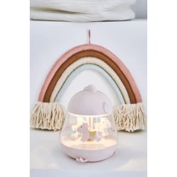 Detské svetielko s hudbou a kolotočom Ružové