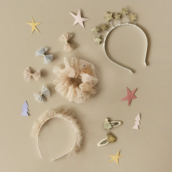 Sponky do vlasov Vianočný stromček – Zlaté, 2ks, trblietavé vianočné sponky