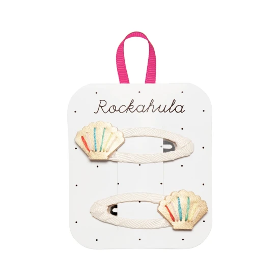 Sponky do vlasov Rainbow Shell – Dúhové mušle a jemné zlaté detaily pre dokonalý účes!
