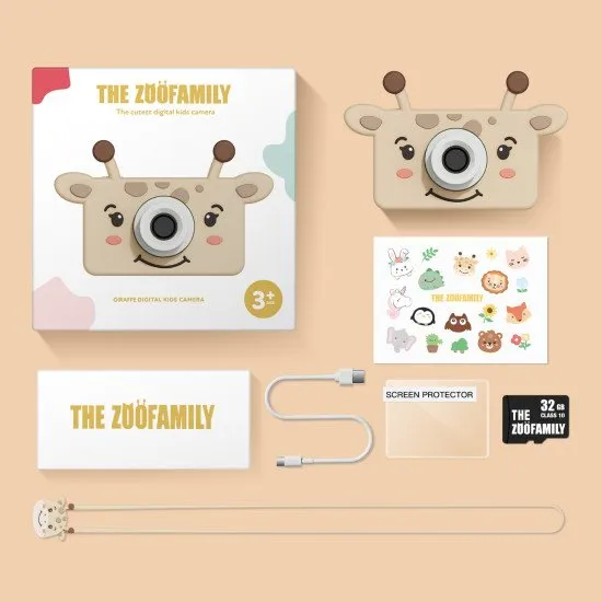 Detský digitálny fotoaparát na každú cestu s motívom žirafy.