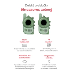 Detské vysielačky Dinosaurus zelený 2 ks
