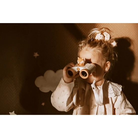 Detský ďalekohľad Zoo Eyes v tvare líšky s oranžovým dizajnom a 8x zväčšením