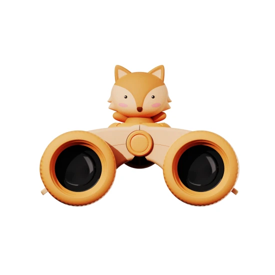 Detský ďalekohľad Zoo Eyes v tvare líšky s oranžovým dizajnom a 8x zväčšením