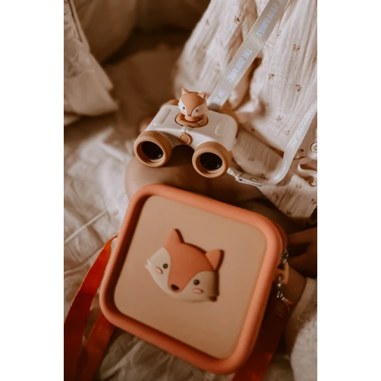 Detský ďalekohľad Zoo Eyes v tvare líšky s oranžovým dizajnom a 8x zväčšením