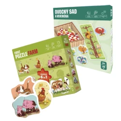 Zvýhodnený set pre prvé hranie Prvé puzzle Farma 6 v 1 a Hra Ovocný sad a veverička