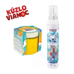 Vianočný set Tubi Senzorická pena Modrá 200 ml a Jiggly Slime Sliz perleťovo zlatý 100 g