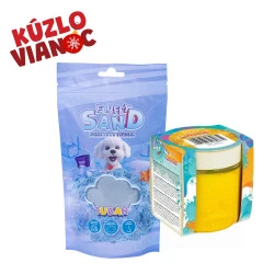 Vianočný set Fluffy piesok 90 g Modrý a Jiggly Slime Sliz perleťovo zlatý 100 g