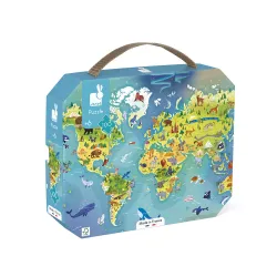 Puzzle v kufríku Mapa sveta 100ks