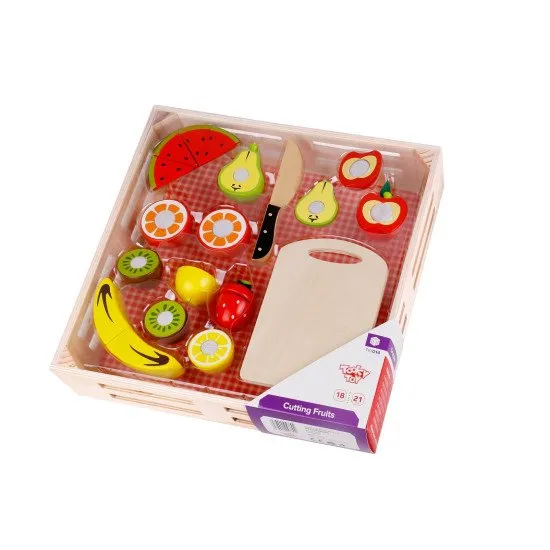 Drevené ovocie na krájanie pre deti