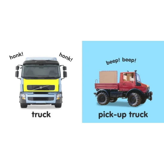 Leporelo Baby Touch and Feel Trucks je neodmysliteľným pokladom v knižnici každého batoľaťa, ktoré fascinujú kolesá.
