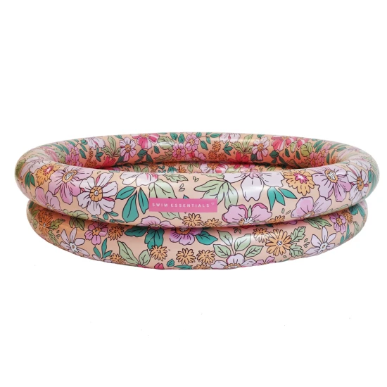 Nafukovací detský bazén Kvety 100 cm so sviežim kvetinovým vzorom a ružovým dnom