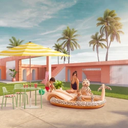 Nafukovací bazén so šmykľavkou Beige Leopard 210 cm