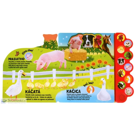 Zaži život na farme s 10 zvukmi zvierat! Kniha obsahuje tri výmenné batérie.