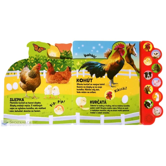 Zaži život na farme s 10 zvukmi zvierat! Kniha obsahuje tri výmenné batérie.