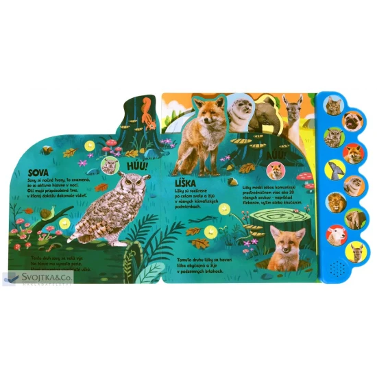 Spoznaj zvieratá z celého sveta a po stlačení tlačidla si vypočuj, aké rôzne zvuky vydávajú! Kniha obsahuje tri výmenné batérie.