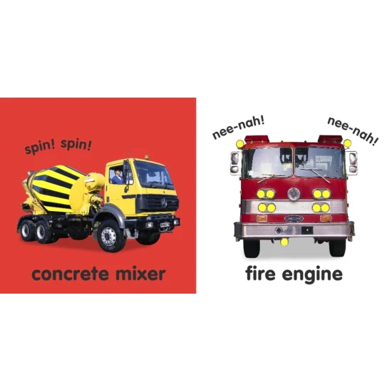 Leporelo Baby Touch and Feel Trucks je neodmysliteľným pokladom v knižnici každého batoľaťa, ktoré fascinujú kolesá.