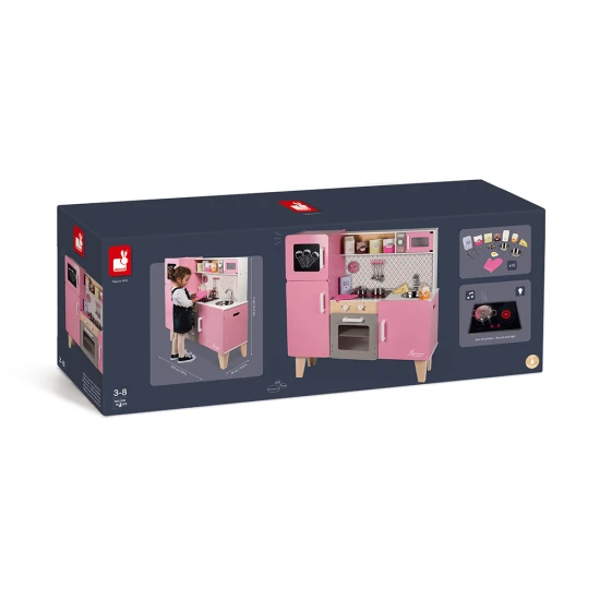 Drevená kuchynka Macaron ružová veľká