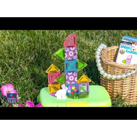 Magnetická stavebnica microMAGS Spring Garden 24 dielov vhodná na cestovanie.