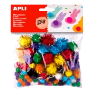 POM-POM guľky s trblietkami mix veľkostí a farieb 78 ks