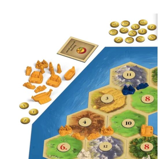 Rozšírenie Catan s novými ostrovmi, pirátskymi tábormi a obchodovaním s korením a rybami.