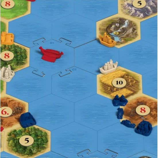 Rozšírenie Catan s novými ostrovmi, pirátskymi tábormi a obchodovaním s korením a rybami.