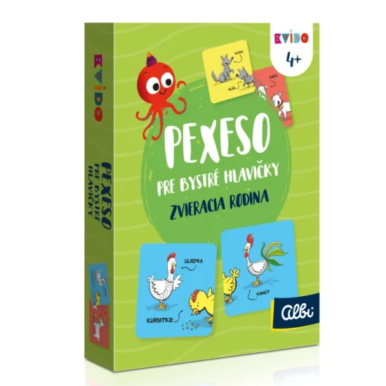Pexeso pre deti Kvído – zábavná hra na rozvoj pamäti, logiky a učenie angličtiny.