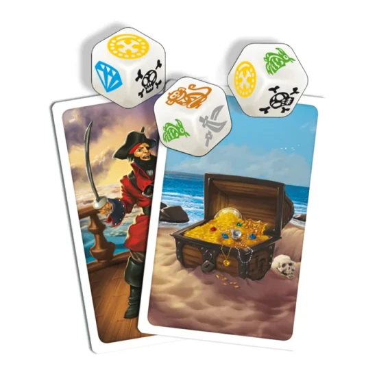 Piratska dobrodruzna hra s kockami a kartami