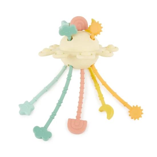 Silikónová motorická hračka s aktivitami Banana – Montessori hračka pre deti od 12 mesiacov