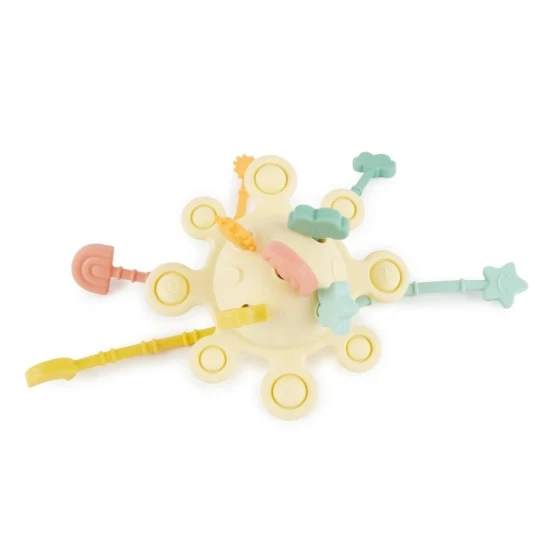 Silikónová motorická hračka s aktivitami Banana – Montessori hračka pre deti od 12 mesiacov