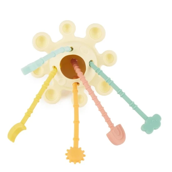 Silikónová motorická hračka s aktivitami Banana – Montessori hračka pre deti od 12 mesiacov