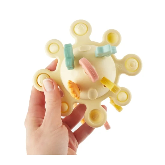 Silikónová motorická hračka s aktivitami Banana – Montessori hračka pre deti od 12 mesiacov