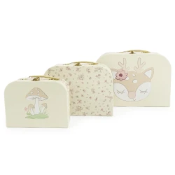 Súprava troch kartónových kufríkov jelenček Ella vintage flowers