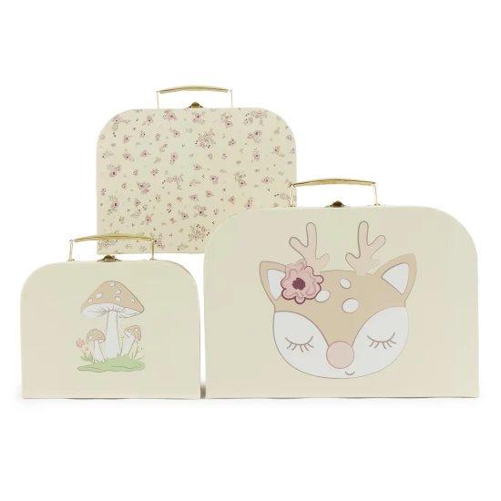 Bieco Súprava troch kartónových kufríkov jelenček Ella vintage flowers BIECO_04003040