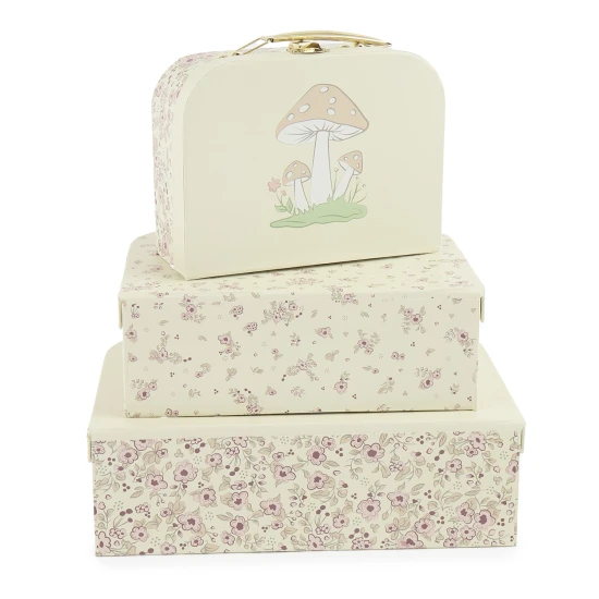 Bieco Súprava troch kartónových kufríkov jelenček Ella vintage flowers BIECO_04003040