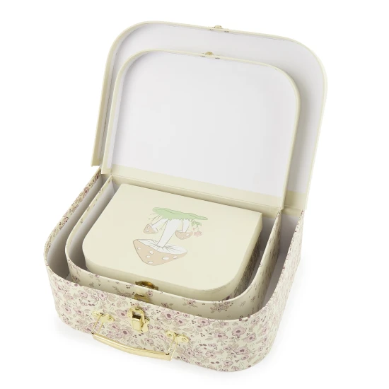 Bieco Súprava troch kartónových kufríkov jelenček Ella vintage flowers BIECO_04003040