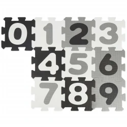Penová hracia podložka s číslami puzzle black & white 10 ks