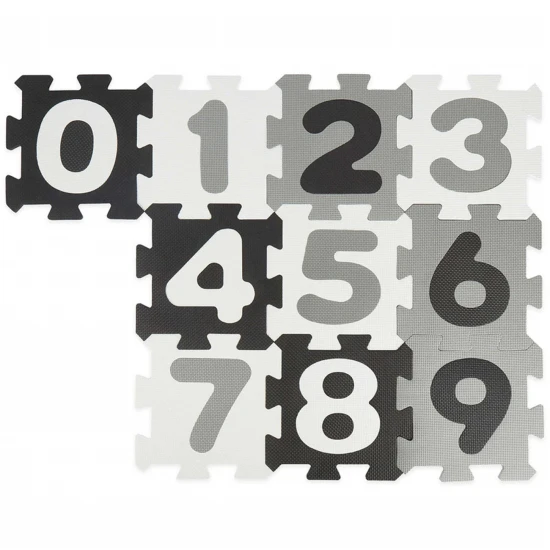 Bieco Penová hracia podložka s číslami puzzle black & white 10 ks BIECO_19201507