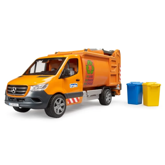 Bruder MB Sprinter Municipal smetiarske auto s funkčnými prvkami a smetnými košmi v mierke 1:16